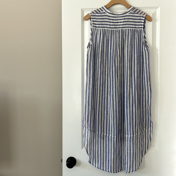 Rails Jules Linen Tunic Dress in Blue & White Vertical Stripes Sz Small - Picture 8 of 10